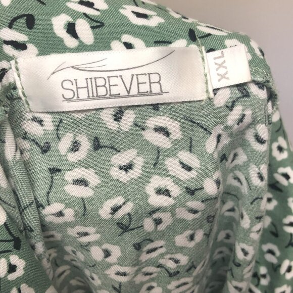 Shortsleeve Button-up Green Floral Midi Dress - Picture 8 of 8